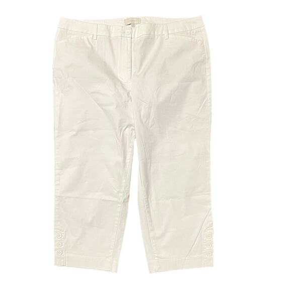 Talbots Classic White Cropped Chino Pants Size 16 Ankle Buttons New with Tag - Picture 2 of 7